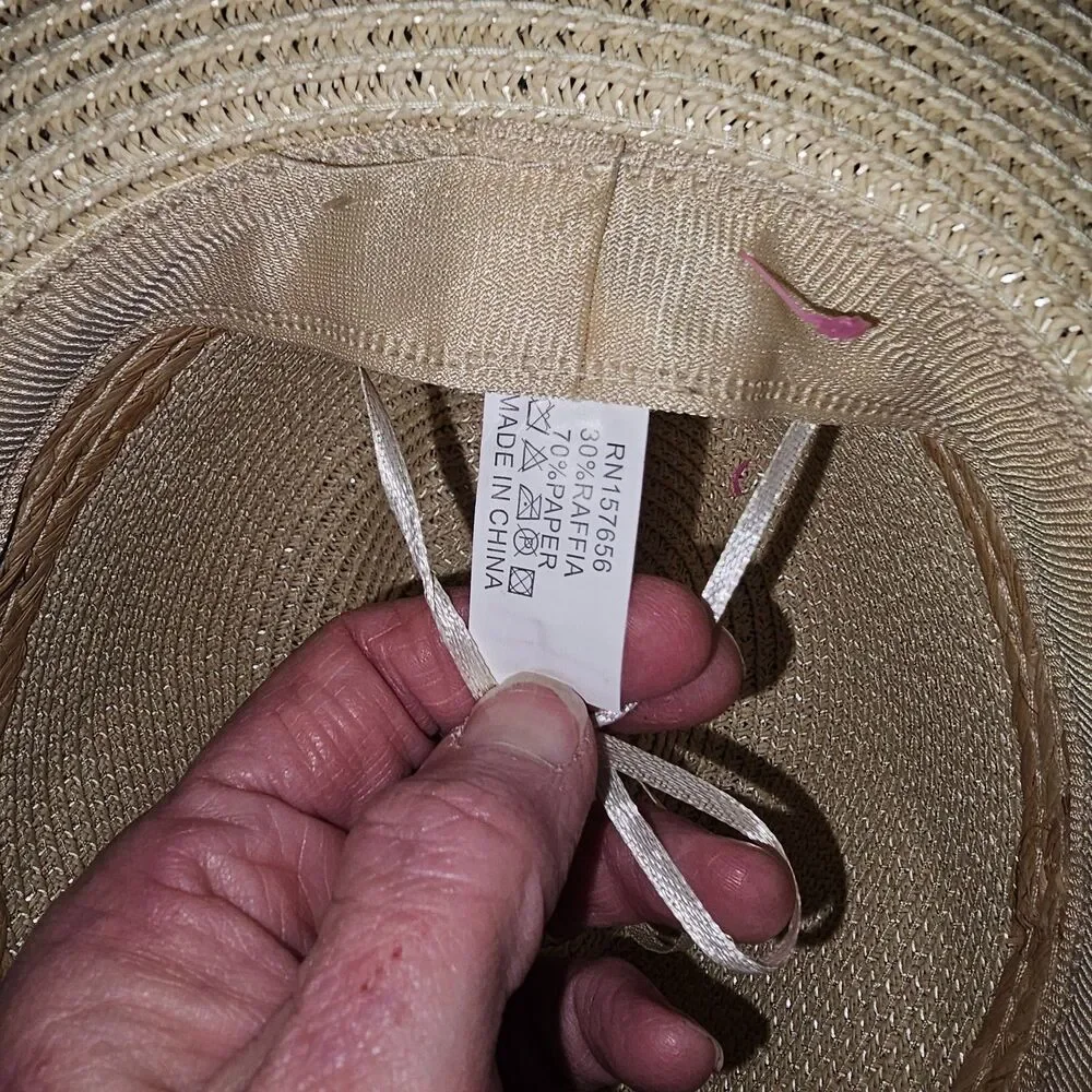 Ladies 70% Paper / 30% Raffia Sun Hat Floppy Large Beach Straw design - Picture 2 of 3
